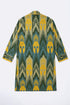 Long coat in cotton blend patterned jacquard